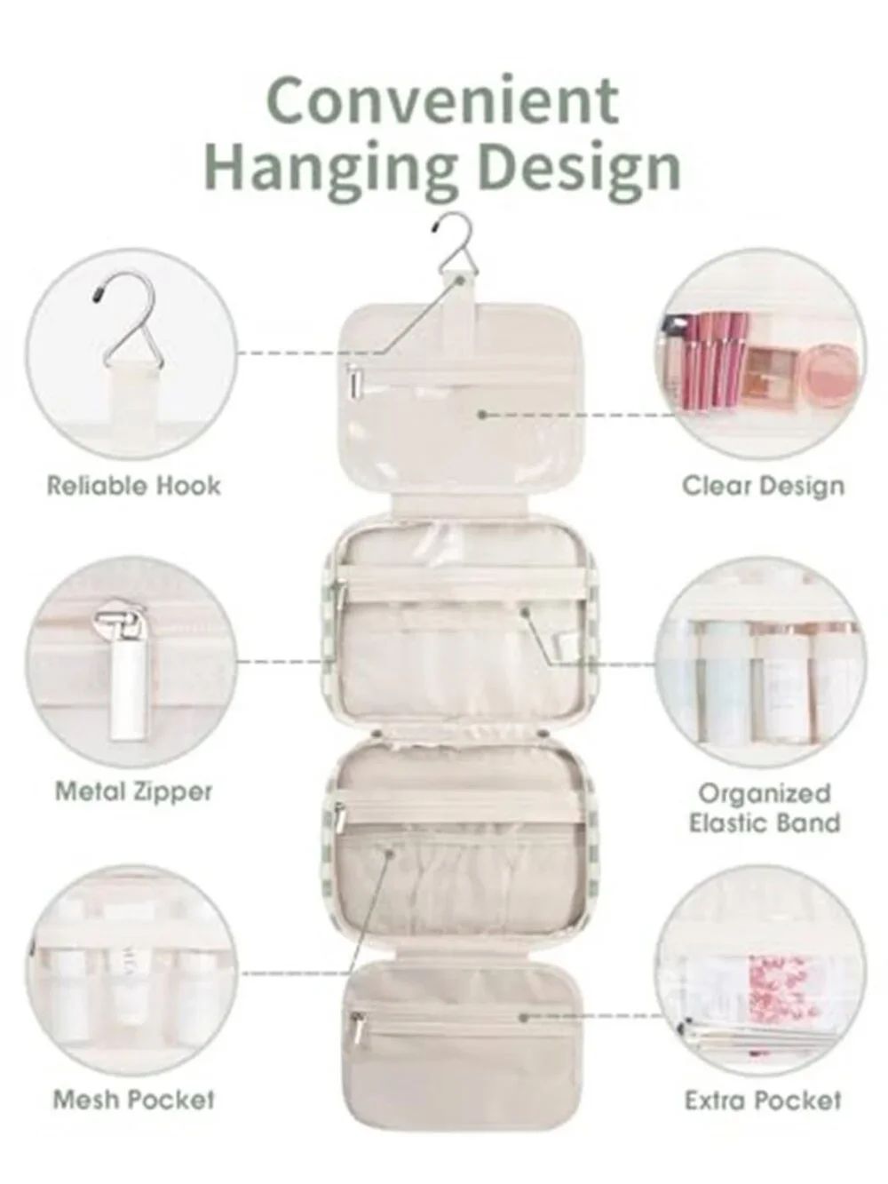 Hanging Toiletry Bag for Women Travel Checkered Makeup Bag Organizer Toiletries